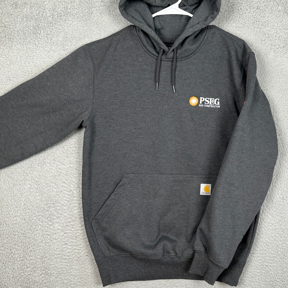 Carhartt Hoodie Mens Small Rain Defender Grey Pullover Sweatshirt Drawstring EUC